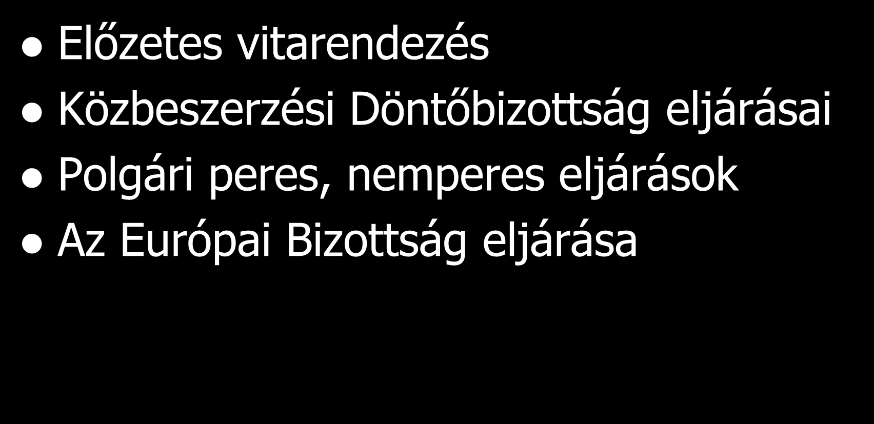 Jogérvényesítési lehetőségek Előzetes vitarendezés Közbeszerzési