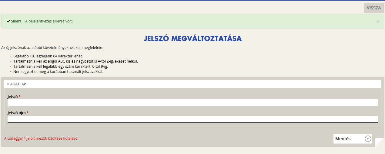 2.2. Bejelentkezés, jelszóváltoztatás, elfelejtett jelszó Amennyiben az EPTK-nyitó oldalról (https://eptk.fair.gov.