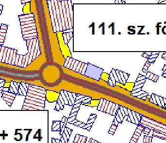 A 10. sz. I. rendű főút 38+574 38+900 km szelvények között az út mindkét oldalán a homlokzati zajterhelés jellemzően a 68-73 db-es értékek közé esik.