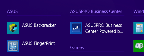 ASUSPRO Business Center Az ASUSPRO Business Center egy alkalmazásközpont, amely néhány exkluzív ASUS alkalmazást és az Intel Small Business Advantage (SBA) lehetőséget tartalmazza, ami javítja a