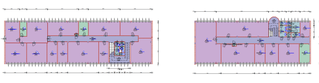 FŐÉPÜLET I. EMELET Bruttó szintterület 929 m 2 Szintterület 840,67 m 2 1. épület 370,83 m 2 2.