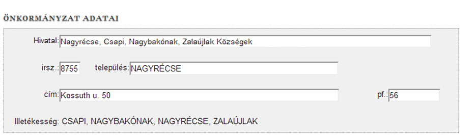 IV. ÖNKORMÁNYZATI PROFIL, JOGOSULTSÁGOK, FELHASZNÁLÓI FELÜLET IV.1.
