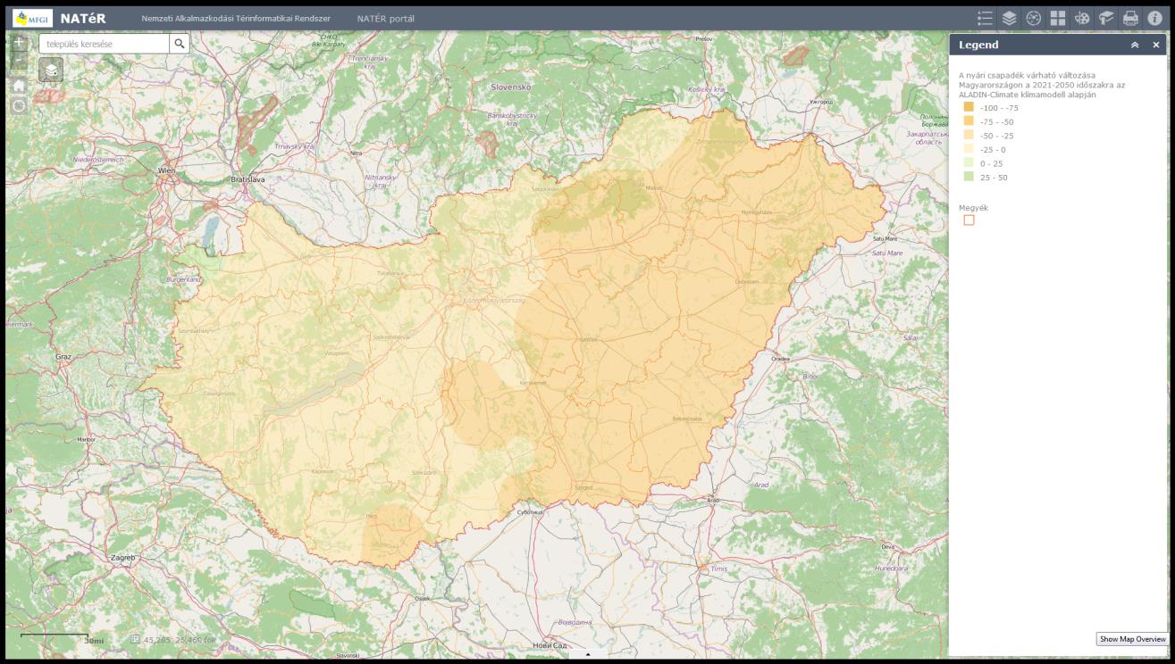 A két klímamodell és a ráépülő eredmények eltérnek A nyári csapadék várható változása Magyarországon a 2021-2050 időszakra a