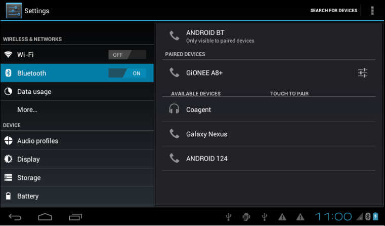 8. Bluetooth 8.1 Bluetooth-funkciók A főoldalon vagy interfészen keresse ki a Beállítások alkalmazást. Szelektálja a Bluetooth-ot és aktiválja.