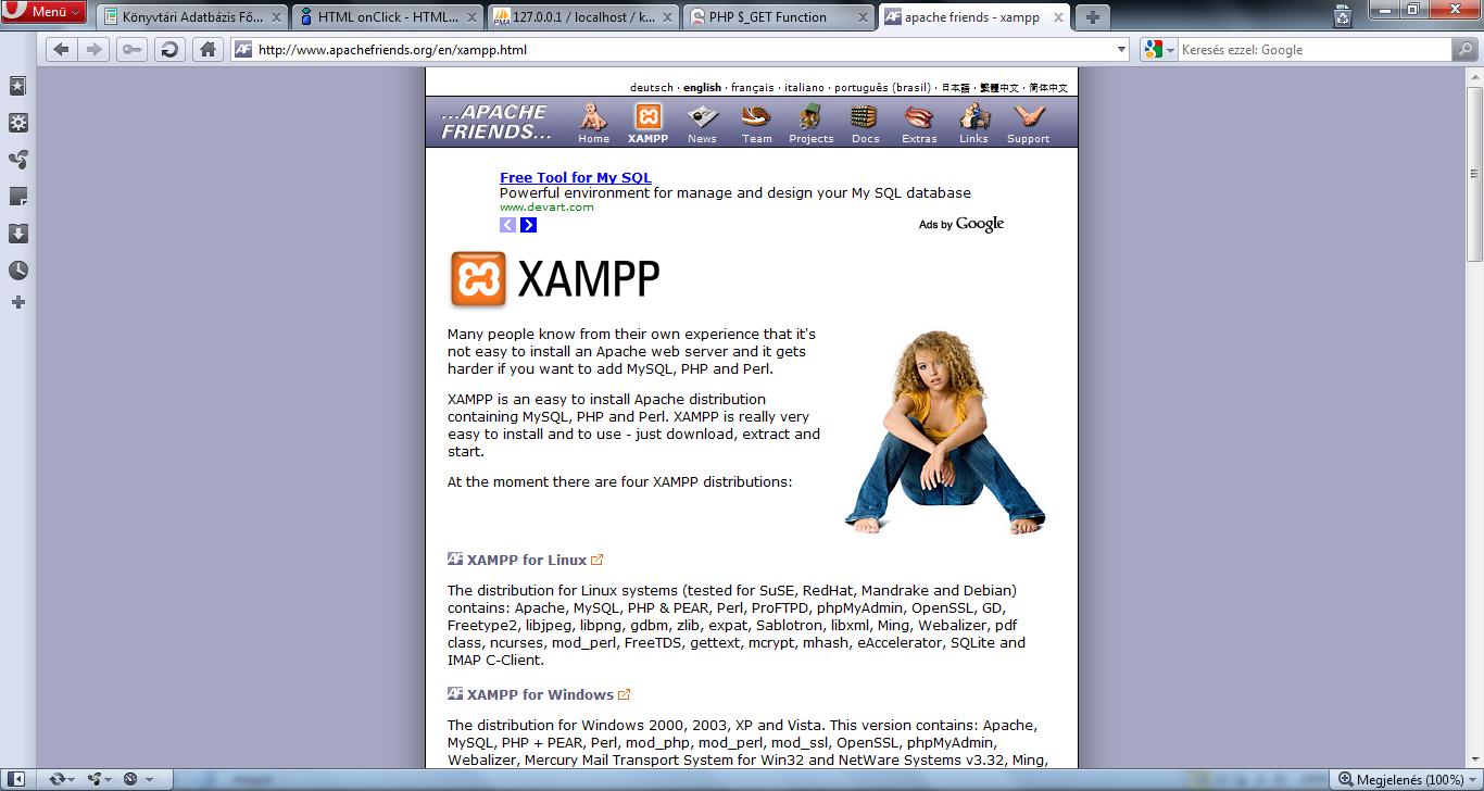 XAMPP é s haszna lata Windows réndszérékén 1.