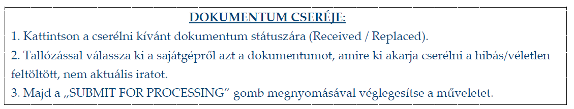 Email értesítés a Tempus Közalapítványnak adatváltozás, validáció kérése