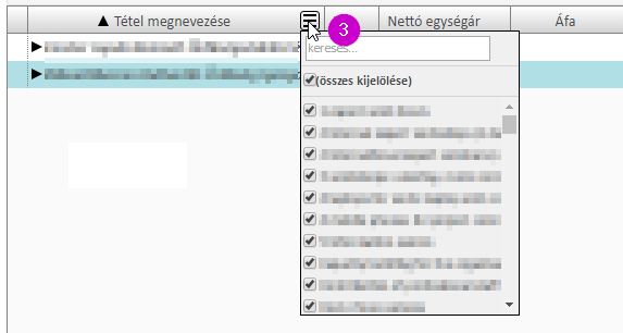 A táblázat használata Érdemes kitérni a költségvetési sorokat megjelenítő táblázat néhány olyan funkciójára, ami nem kötődik közvetlenül a költségvetéshez, kizárólag a program használatát könnyíti. 1.