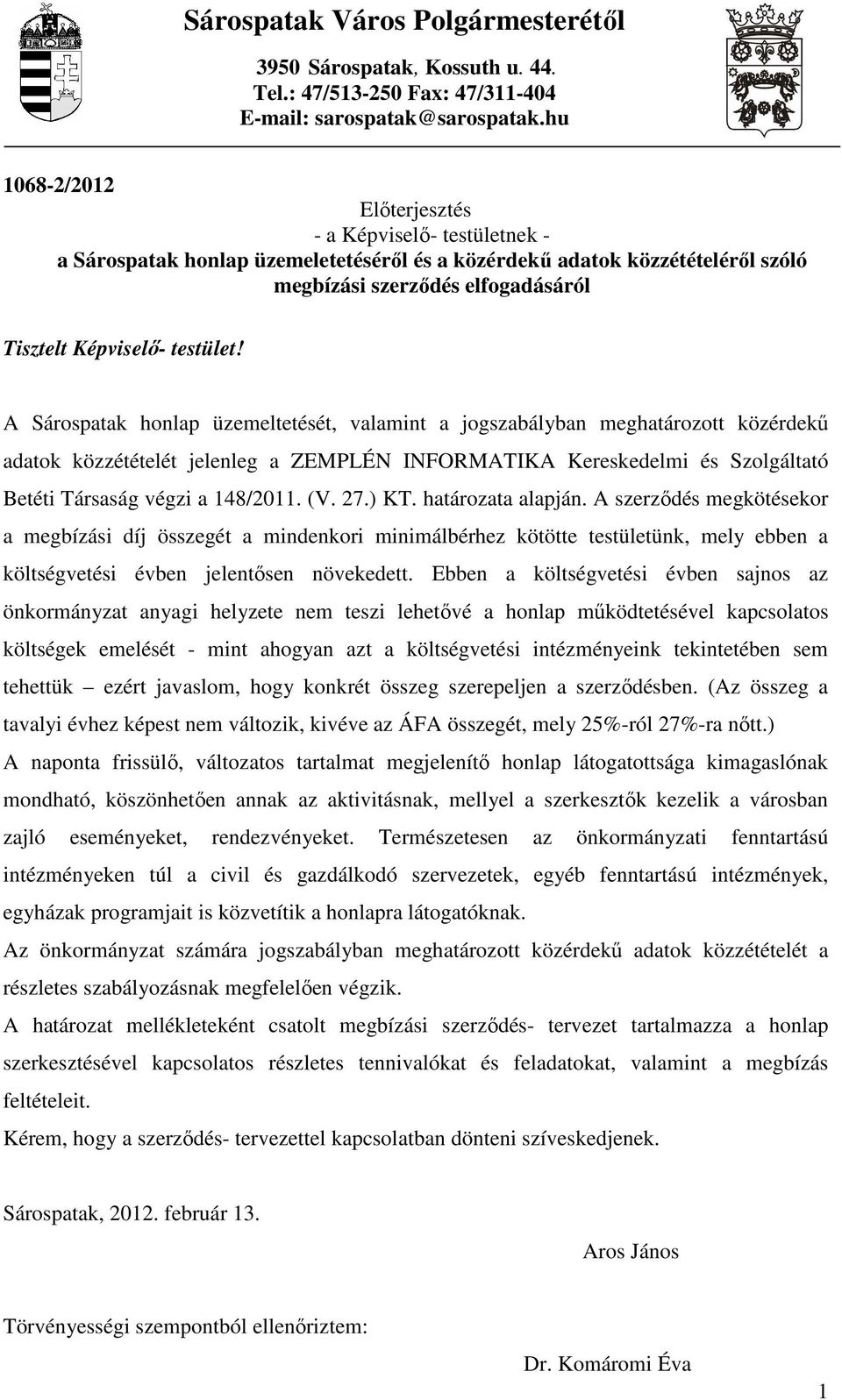 testület!