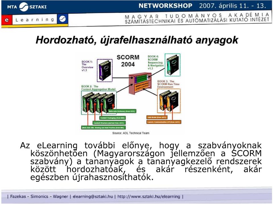 jellemzően a SCORM szabvány) a tananyagok a tananyagkezelő