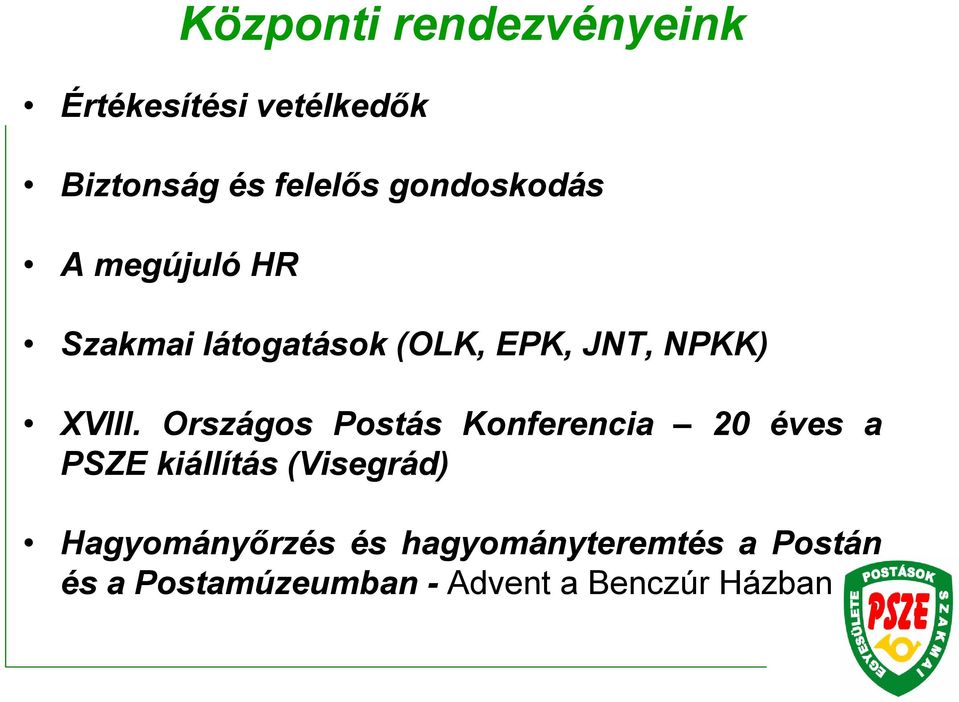 Országos Postás Konferencia 20 éves a PSZE kiállítás (Visegrád)