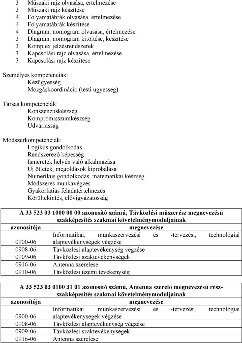 Konszenzuskészség Kompromisszumkészség Udvariasság Módszerkompetenciák: Logikus gondolkodás Rendszerező képesség Ismeretek helyén való alkalmazása Új ötletek, megoldások kipróbálása Numerikus