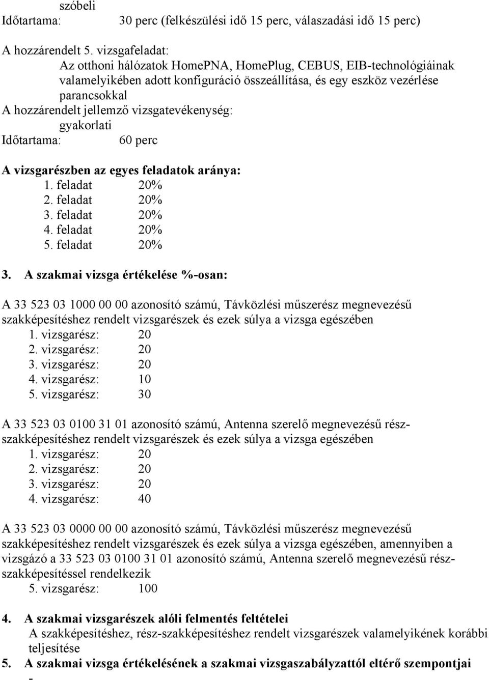 feladatok aránya: 1. feladat 20% 2. feladat 20% 3.