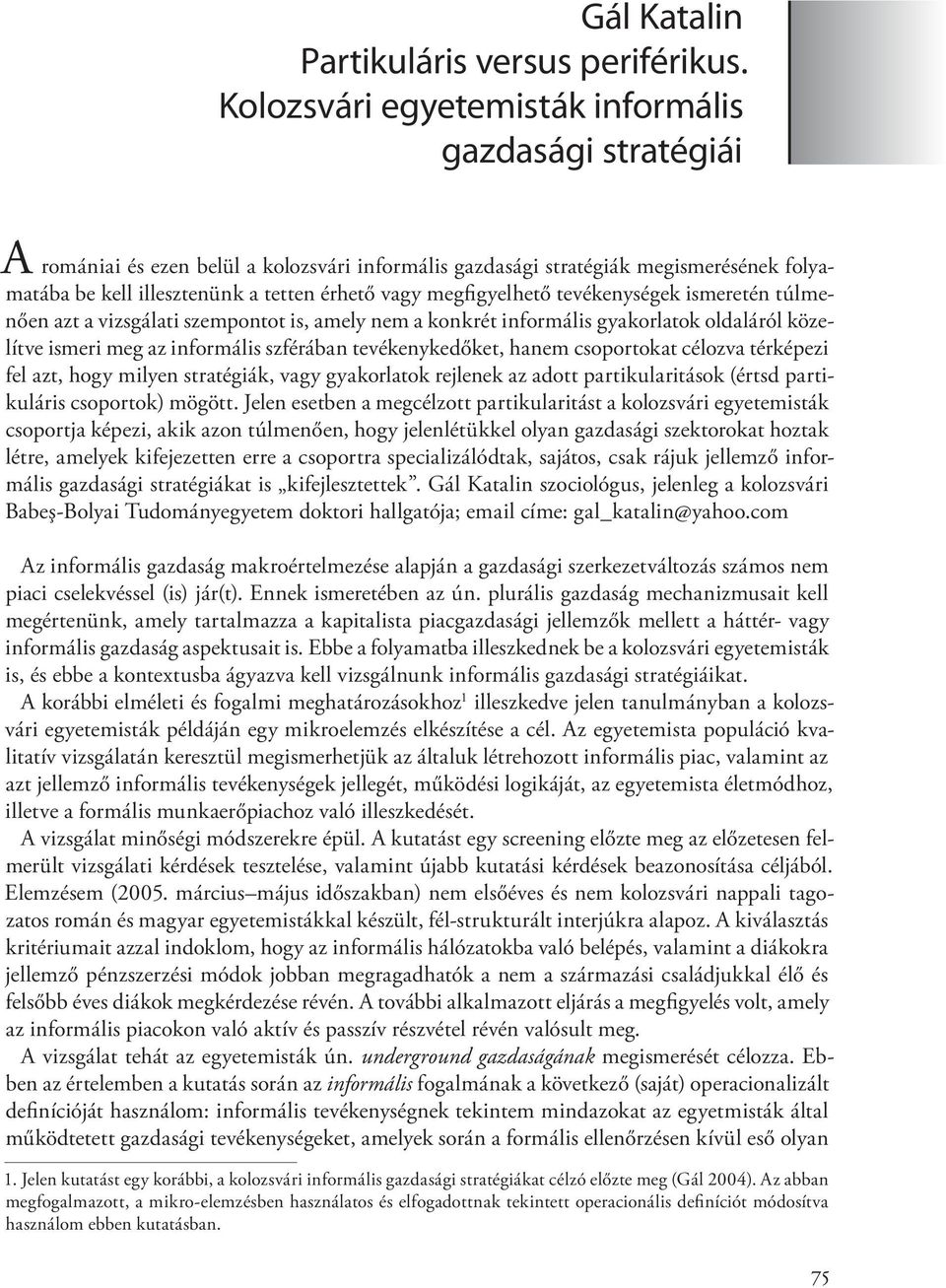 megfigyelhető tevékenységek ismeretén túlmenően azt a vizsgálati szempontot is, amely nem a konkrét informális gyakorlatok oldaláról közelítve ismeri meg az informális szférában tevékenykedőket,