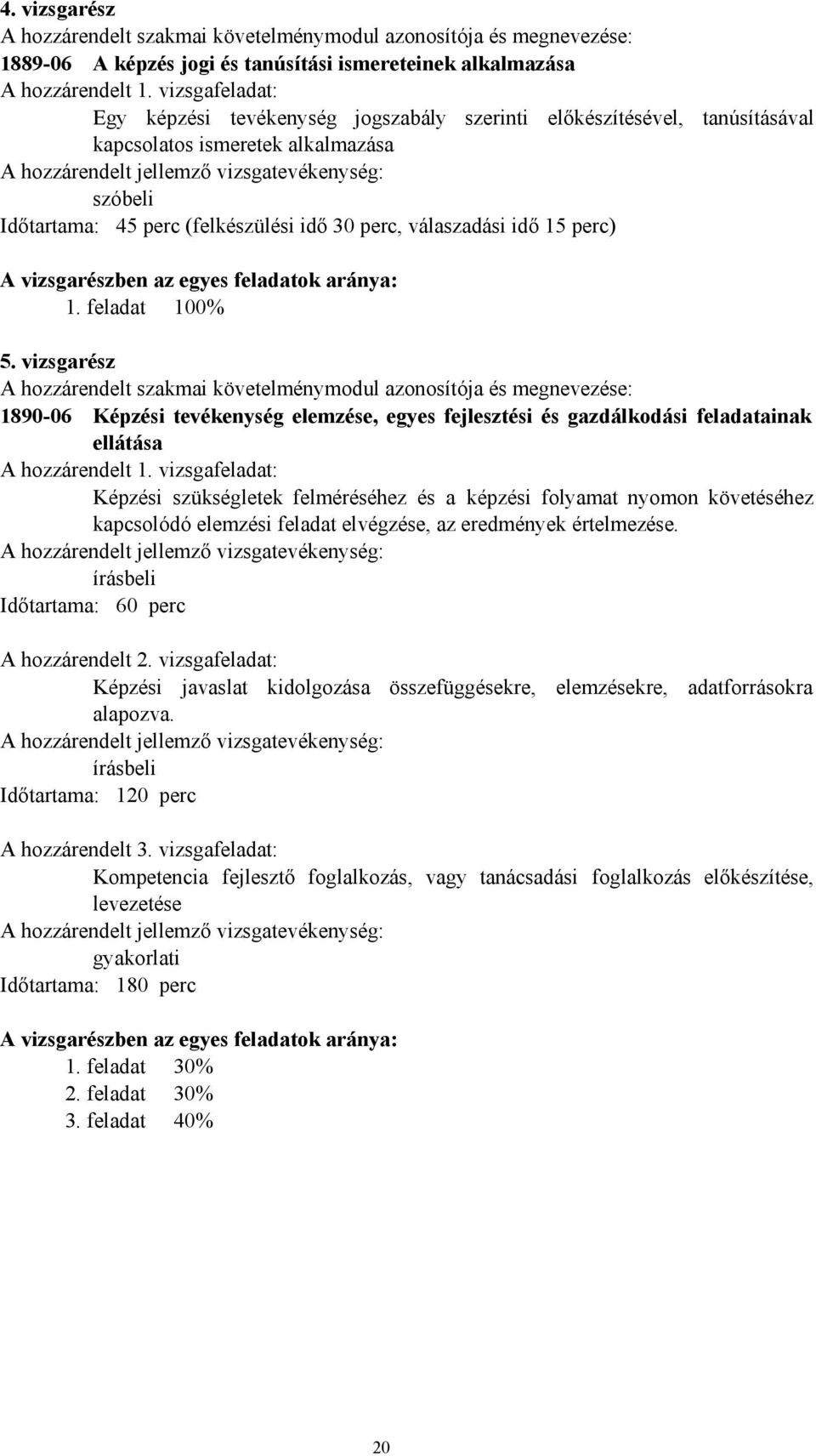 (felkészülési idő 30 perc, válaszadási idő 15 perc) A vizsgarészben az egyes feladatok aránya: 1. feladat 100% 5.