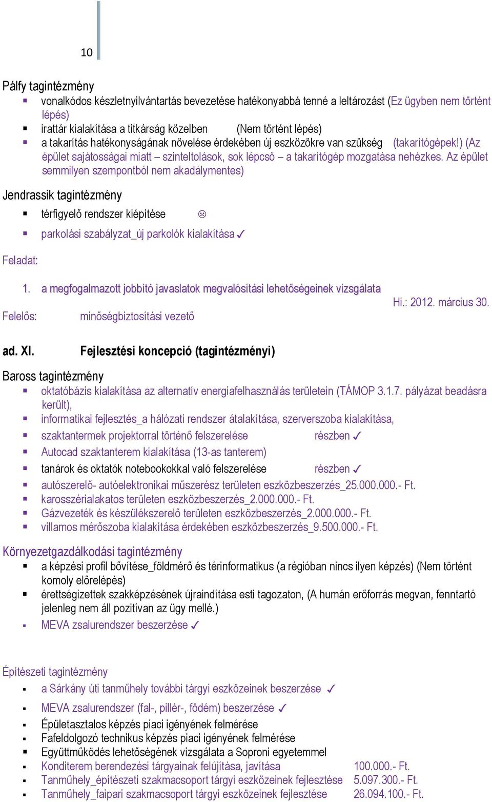 Az épület semmilyen szempontból nem akadálymentes) Jendrassik tagintézmény térfigyelı rendszer kiépítése parkolási szabályzat_új parkolók kialakítása 1.