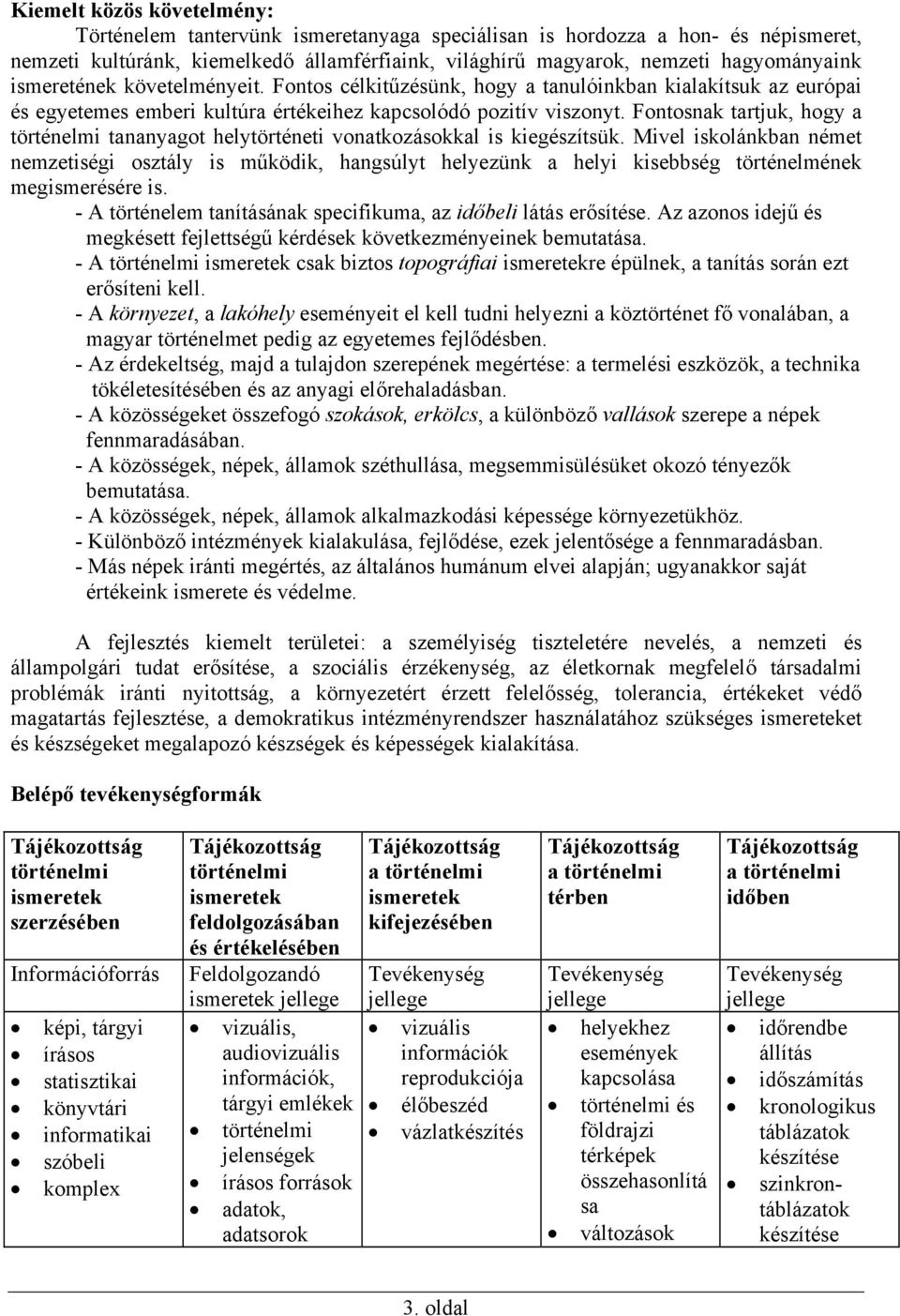 Fontosnak tartjuk, hogy a történelmi tananyagot helytörténeti vonatkozásokkal is kiegészítsük.