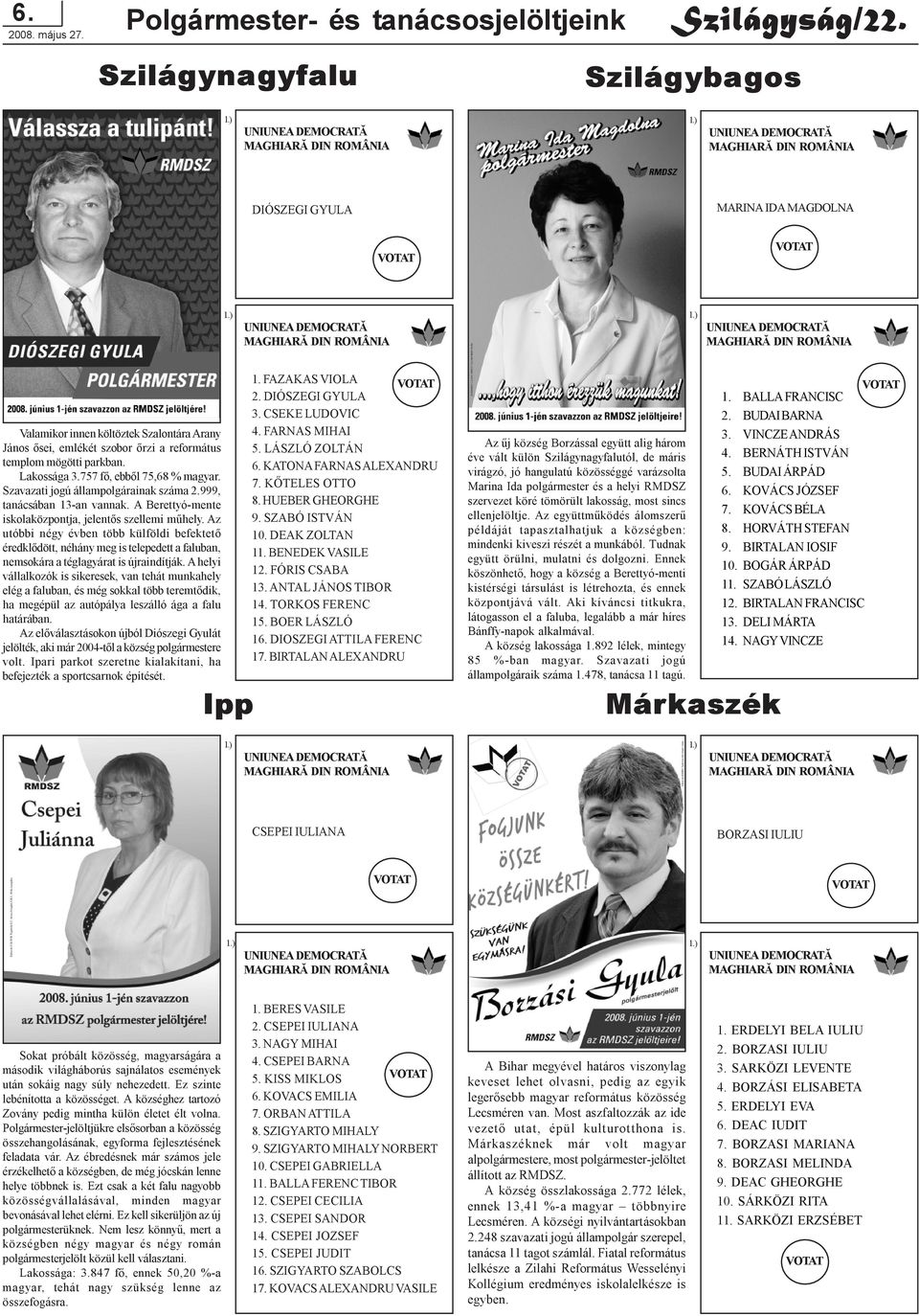 757 fõ, ebbõl 75,68 % magyar. Szavazati jogú állampolgárainak száma 2.999, tanácsában 13-an vannak. A Berettyó-mente iskolaközpontja, jelentõs szellemi mûhely.