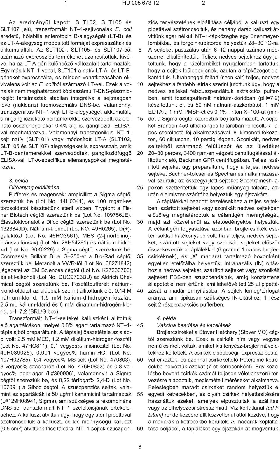 Az SLT2¹, SLT- és SLT7-bõl származó expressziós termékeket azonosítottuk, kivéve, ha az LT¹A-gén különbözõ változatait tartalmazták.