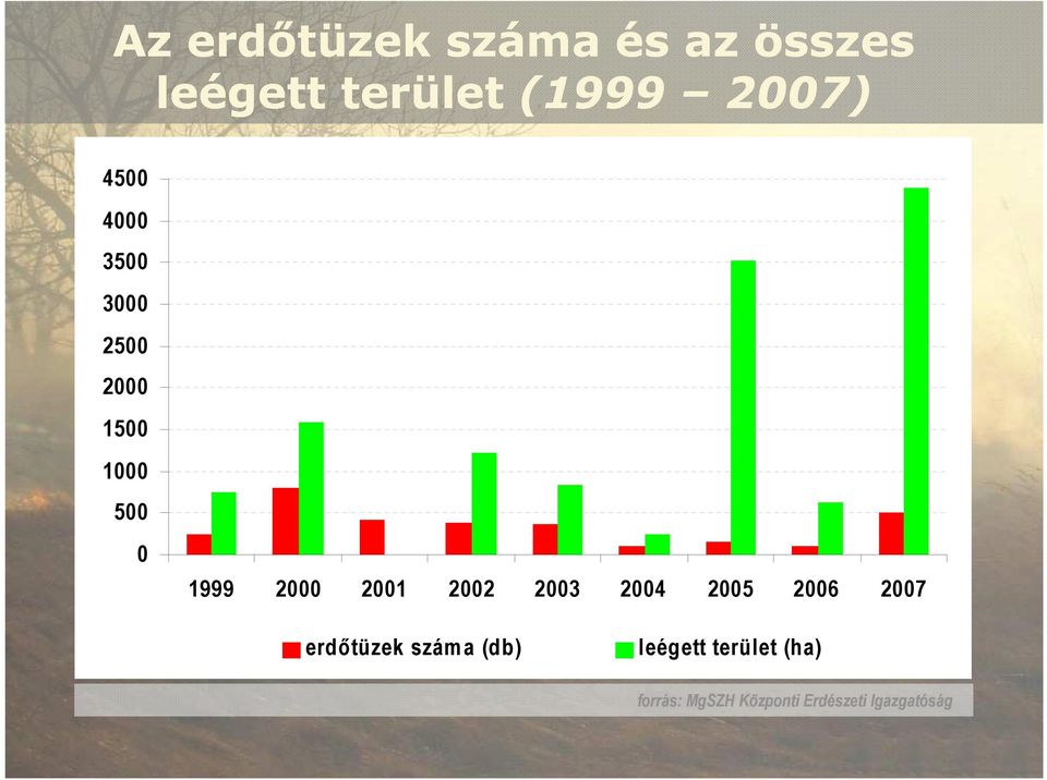 2001 2002 2003 2004 2005 2006 2007 erdıtüzek szám a (db)