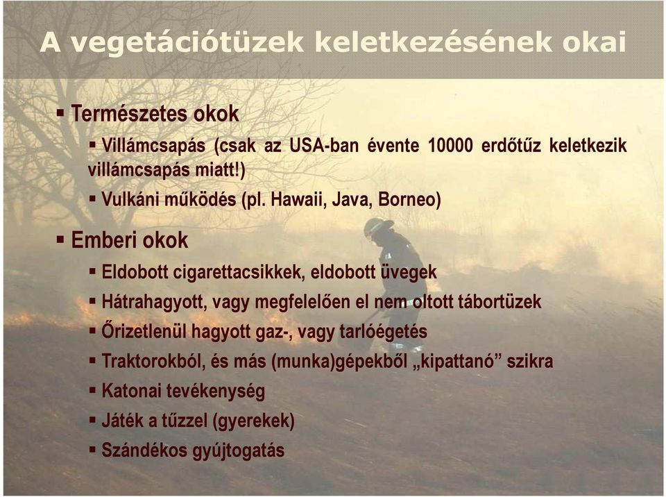 Hawaii, Java, Borneo) Emberi okok Eldobott cigarettacsikkek, eldobott üvegek Hátrahagyott, vagy megfelelıen el