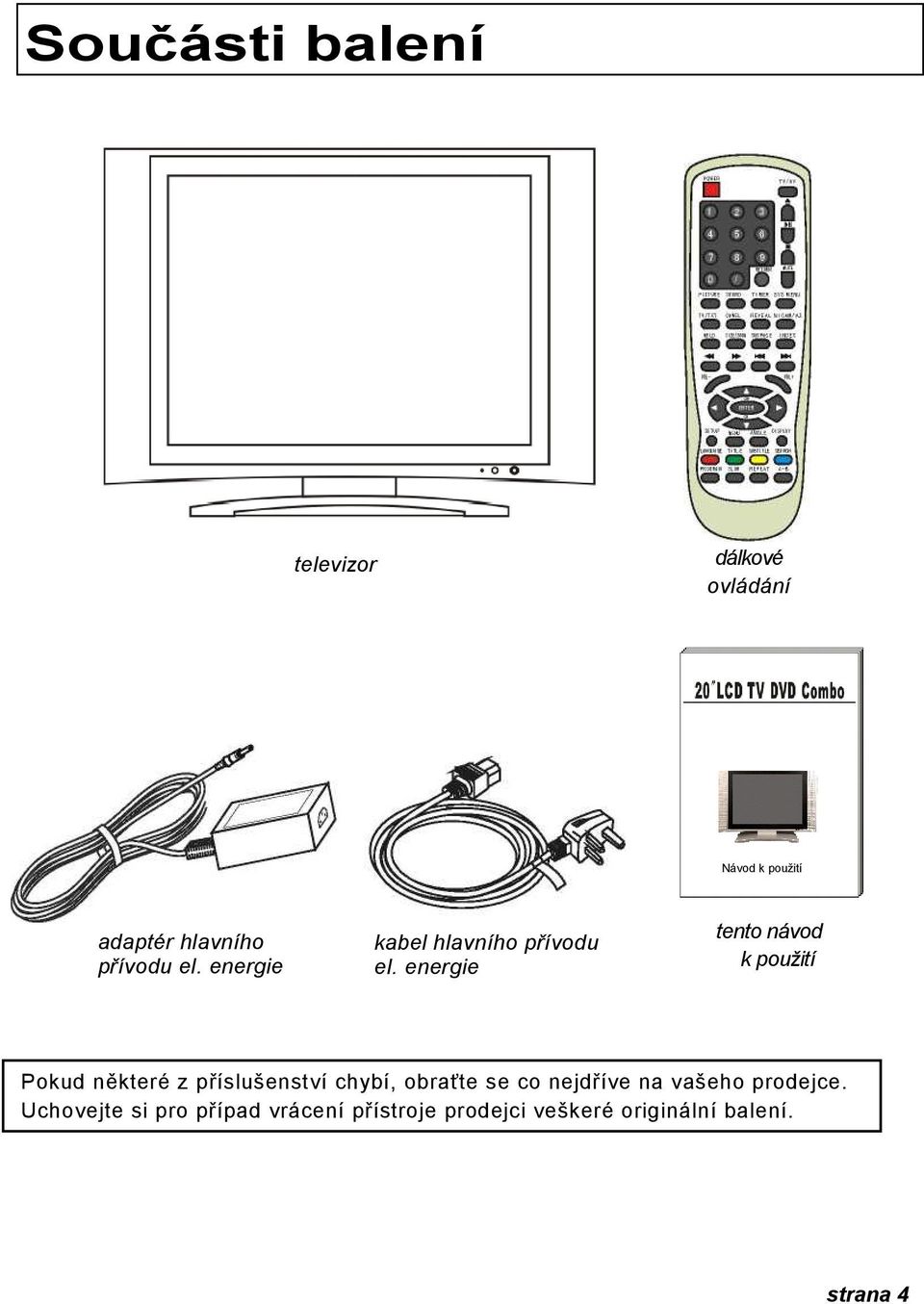 energie tento návod k použití Pokud některé z příslušenství chybí, obraťte se