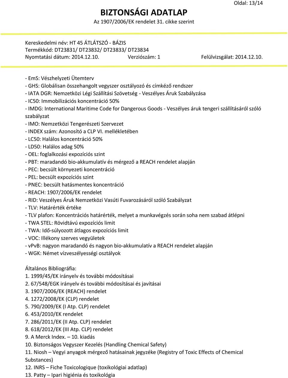 Azonosító a CLP VI.