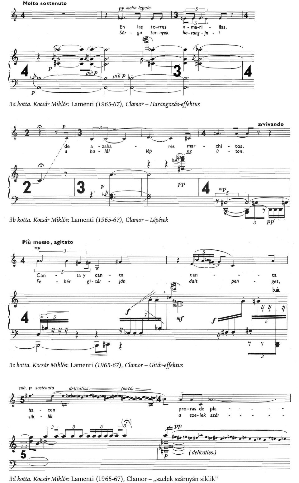 kotta. Kocsár Miklós: Lamenti (1965-67), Clamor Lépések 3c kotta.