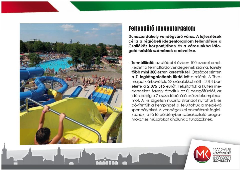 A Thermalpark árbevétele 23 százalékkal nőtt 2013-ban elérte a 2 075 515 eurót.