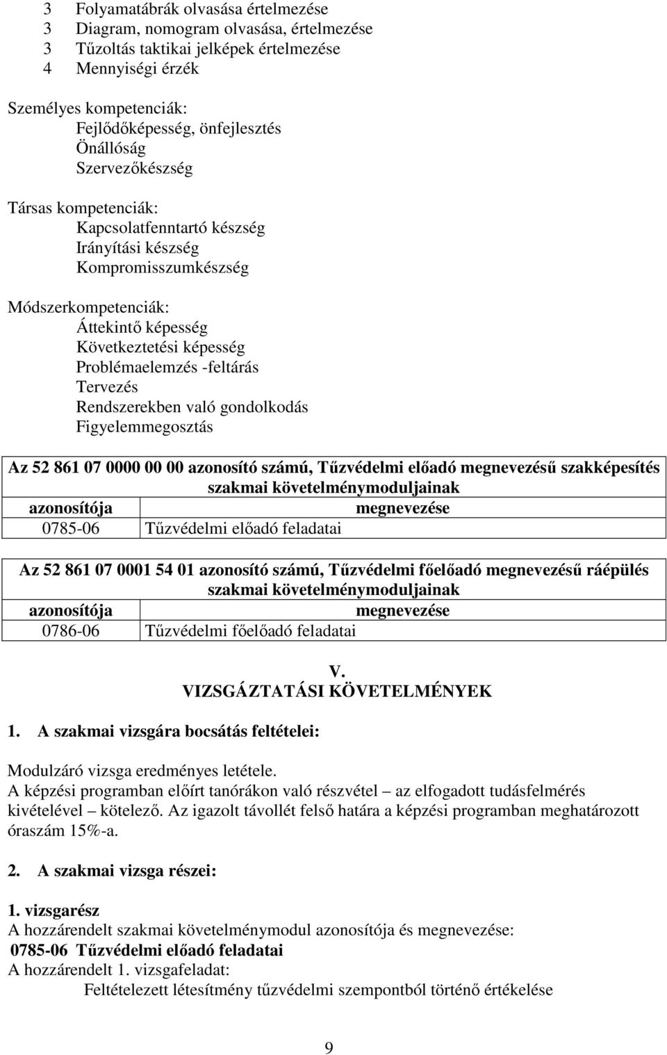 -feltárás Tervezés Rendszerekben való gondolkodás Figyelemmegosztás Az 52 861 07 0000 00 00 azonosító számú, Tűzvédelmi előadó megnevezésű szakképesítés szakmai követelménymoduljainak azonosítója