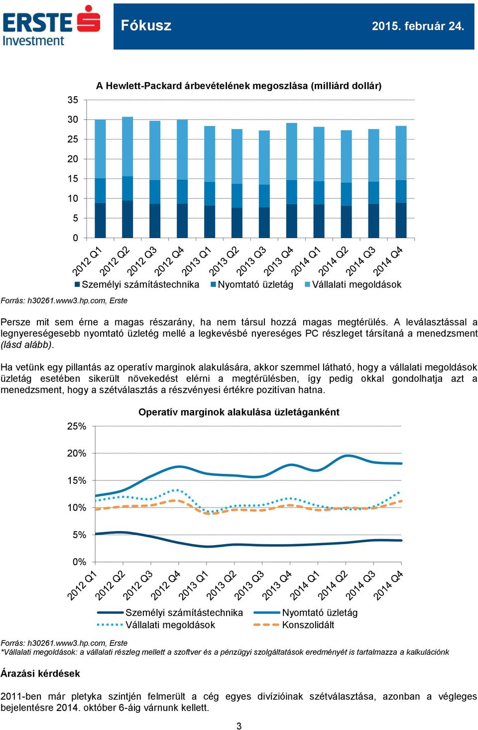 Ha vetünk egy pillantás az operatív marginok alakulására, akkor szemmel látható, hogy a vállalati megoldások üzletág esetében sikerült növekedést elérni a megtérülésben, így pedig okkal gondolhatja