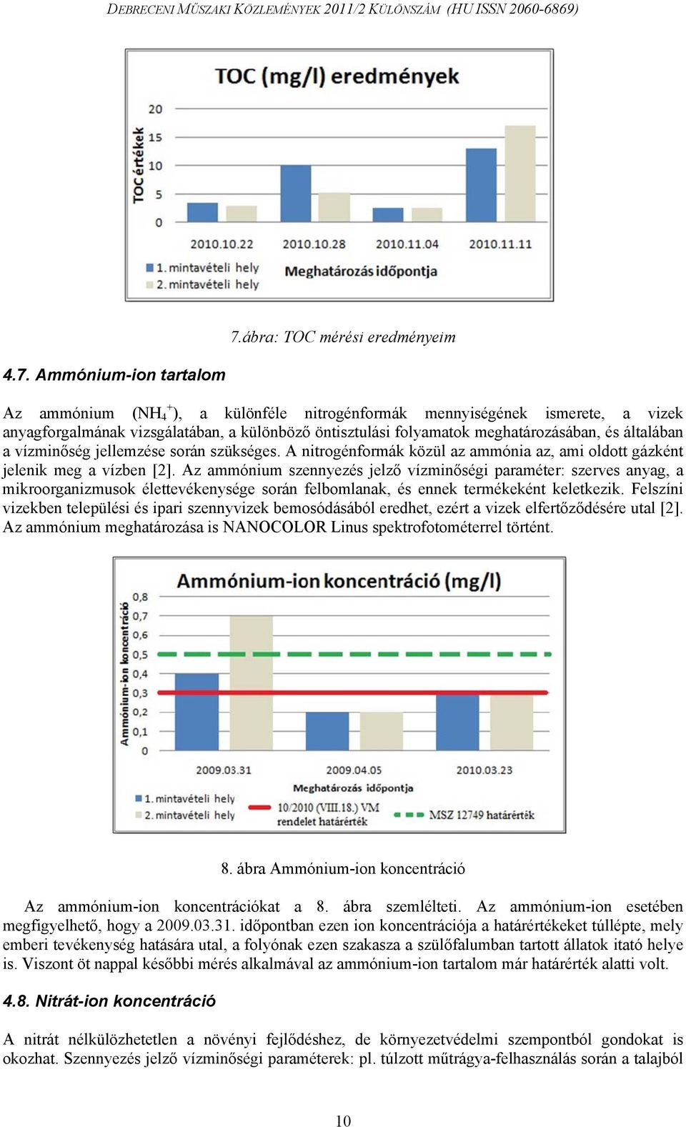 általában a vízminőség jellemzése során szükséges. A nitrogénformák közül az ammónia az, ami oldott gázként jelenik meg a vízben [2].