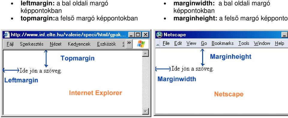 képpontokban marginwidth: a bal oldali