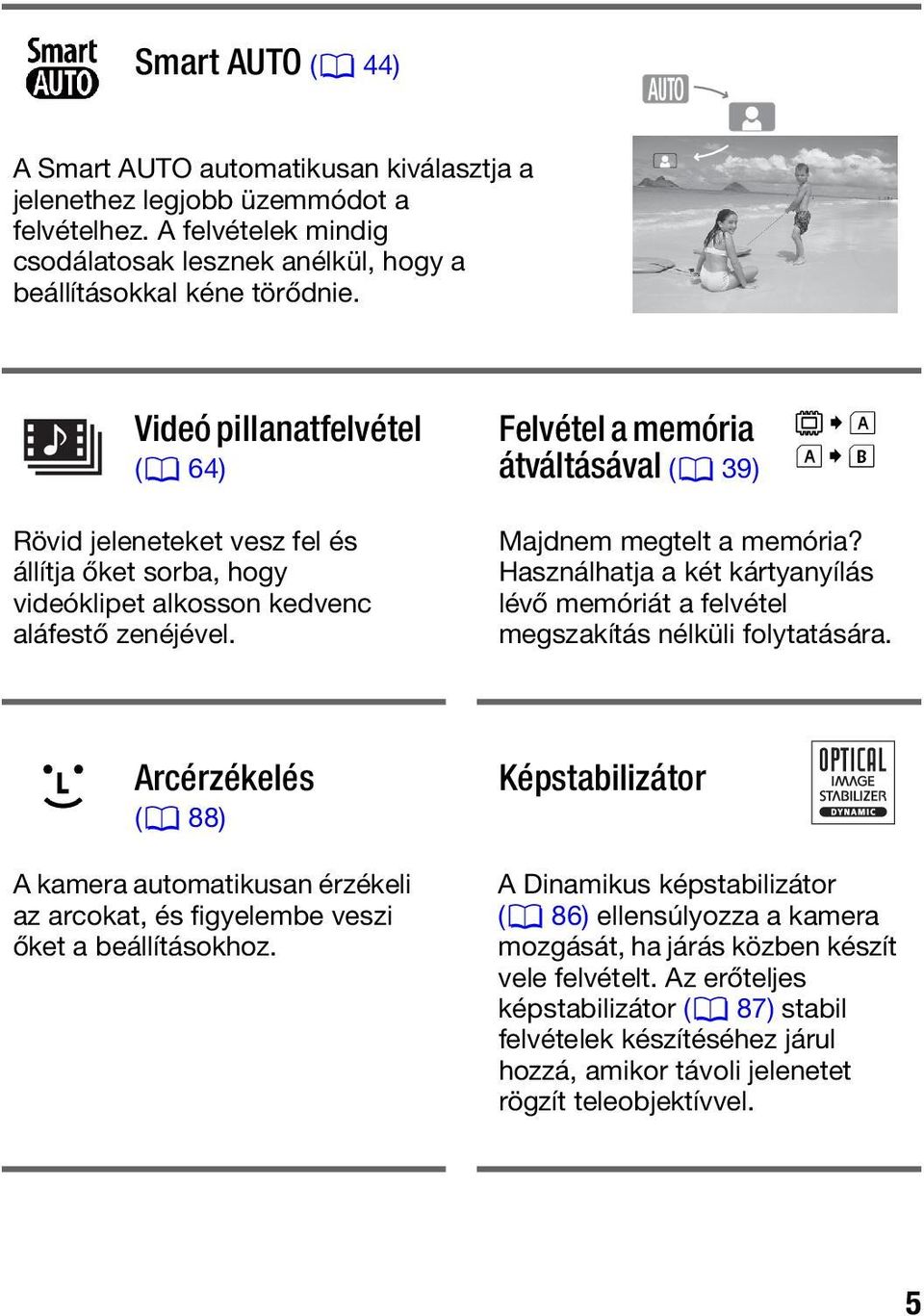 Majdnem megtelt a memória? Használhatja a két kártyanyílás lévő memóriát a felvétel megszakítás nélküli folytatására.
