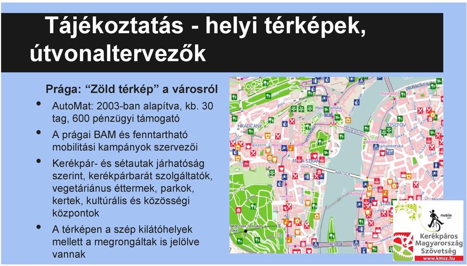 30 tag, 600 pénzügyi támogató A prágai BAM és fenntartható mobilitási kampányok szervezői Kerékpár- és