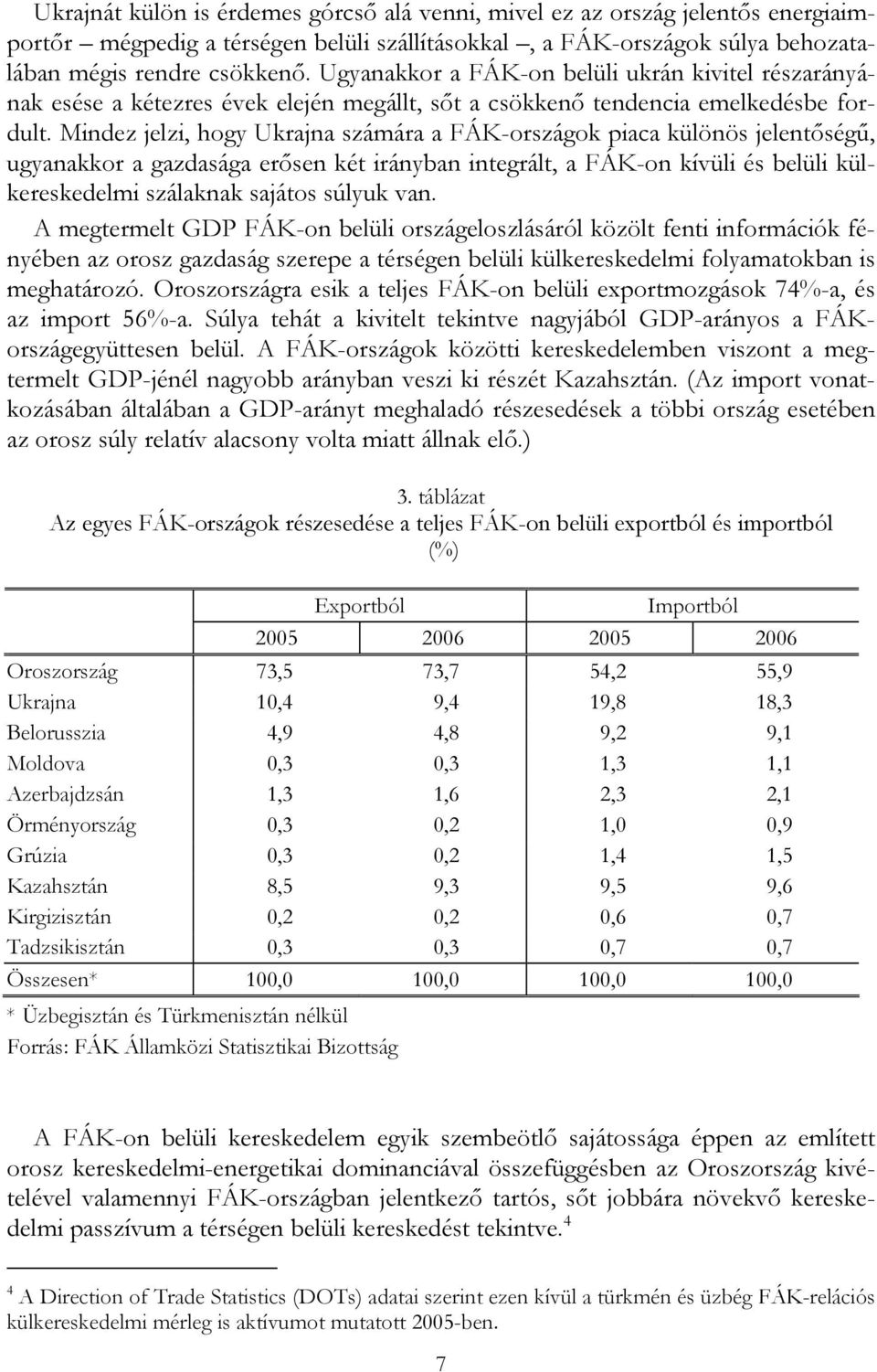 Mindez jelzi, hogy Ukrajna számára a FÁK-országok piaca különös jelentőségű, ugyanakkor a gazdasága erősen két irányban integrált, a FÁK-on kívüli és belüli külkereskedelmi szálaknak sajátos súlyuk