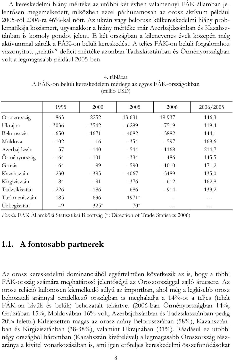 E két országban a kilencvenes évek közepén még aktívummal zárták a FÁK-on belüli kereskedést.