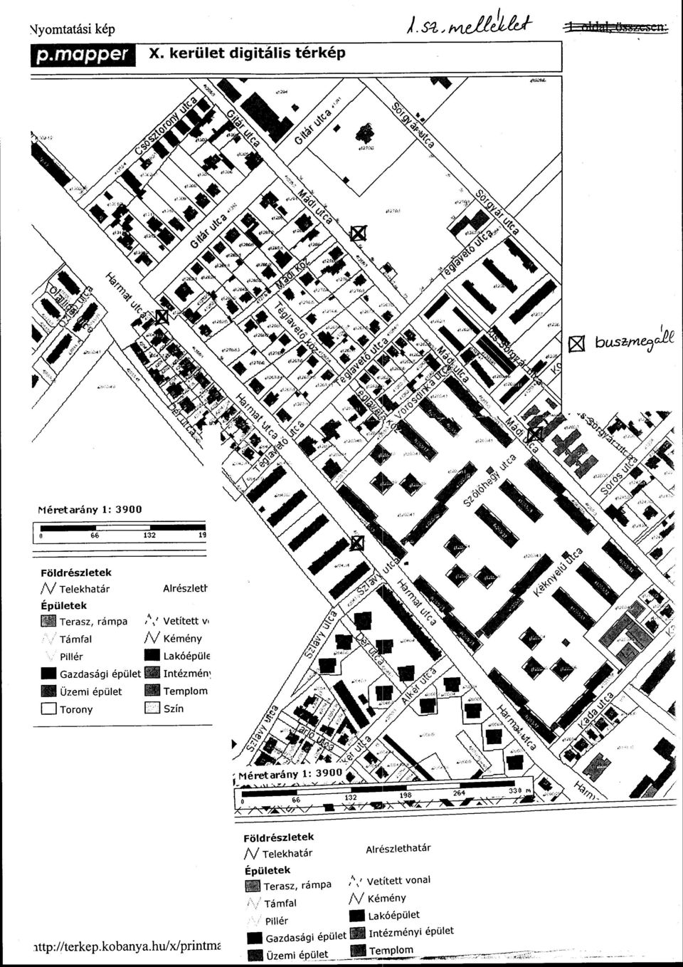 hu/x/printm Földrésztetek A/ Telekhatár Alrészlethatár Épületek IH