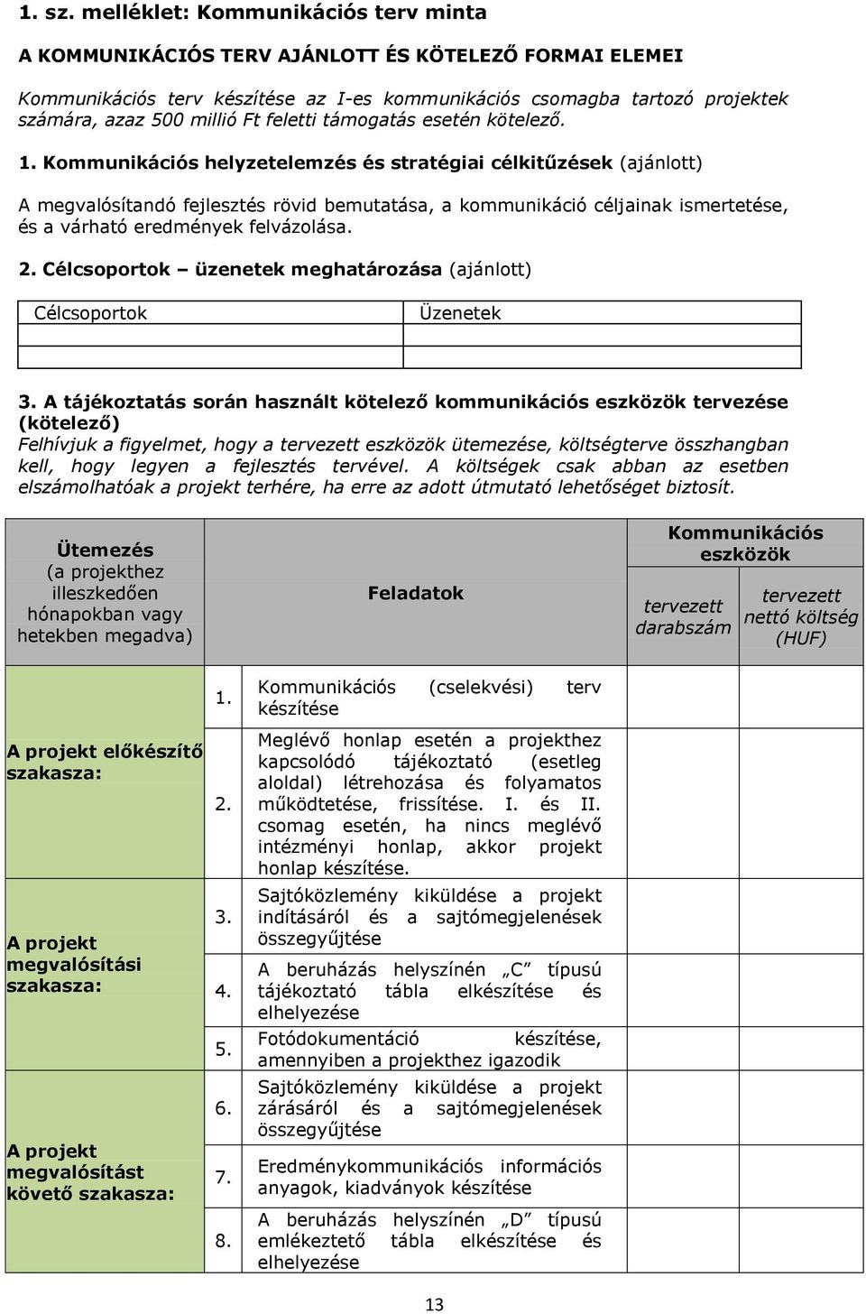 feletti támogatás esetén kötelező. 1.