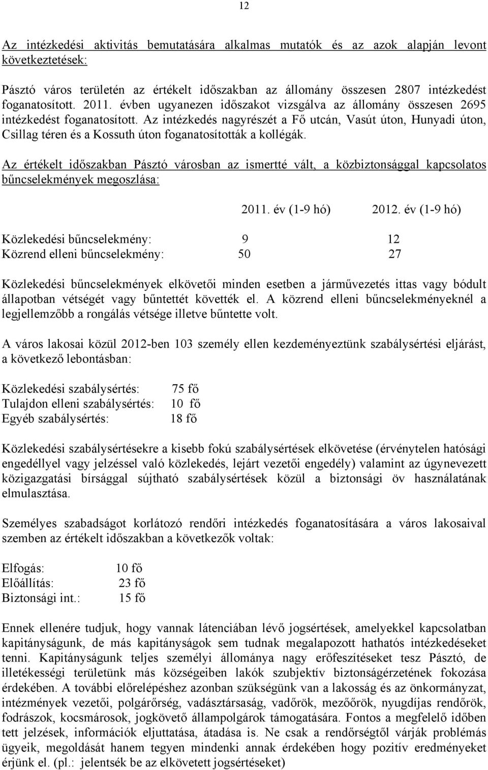 Az intézkedés nagyrészét a Fő utcán, Vasút úton, Hunyadi úton, Csillag téren és a Kossuth úton foganatosították a kollégák.