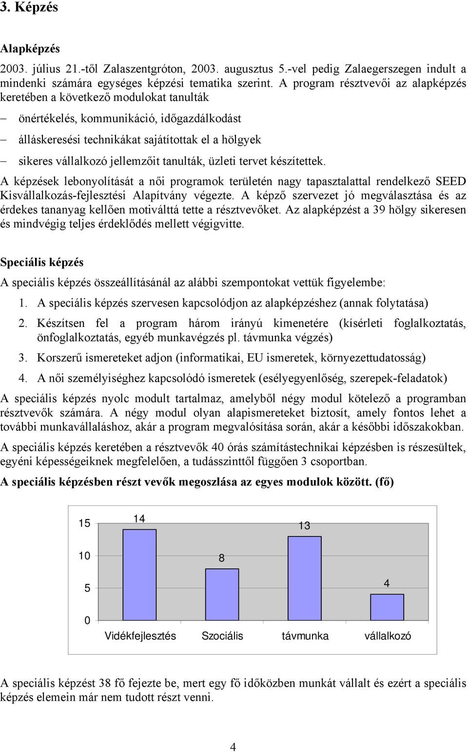 jellemzőit tanulták, üzleti tervet készítettek. A képzések lebonyolítását a női programok területén nagy tapasztalattal rendelkező SEED Kisvállalkozás-fejlesztési Alapítvány végezte.