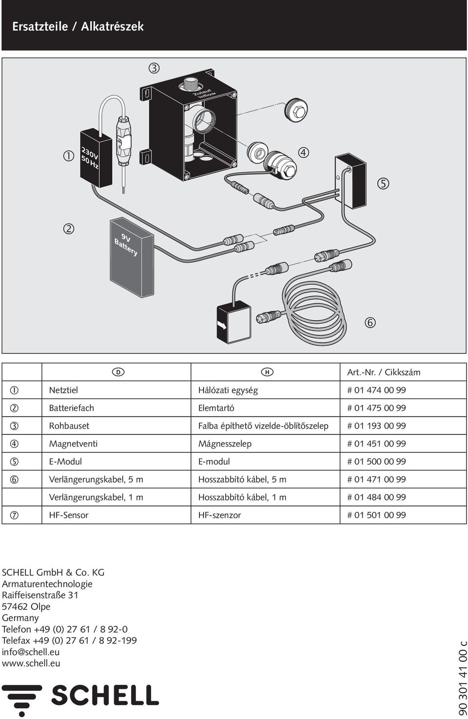 Rohbauset Batteriefach Inbouwset Elemtartó Set à encastrer Roughing-in # set 0 75 00 # 99 0 9 00 99 Magnetventi Rohbauset Magneetventiel Falba Vanne építhető magnétique vizelde-öblítőszelep Solenoid