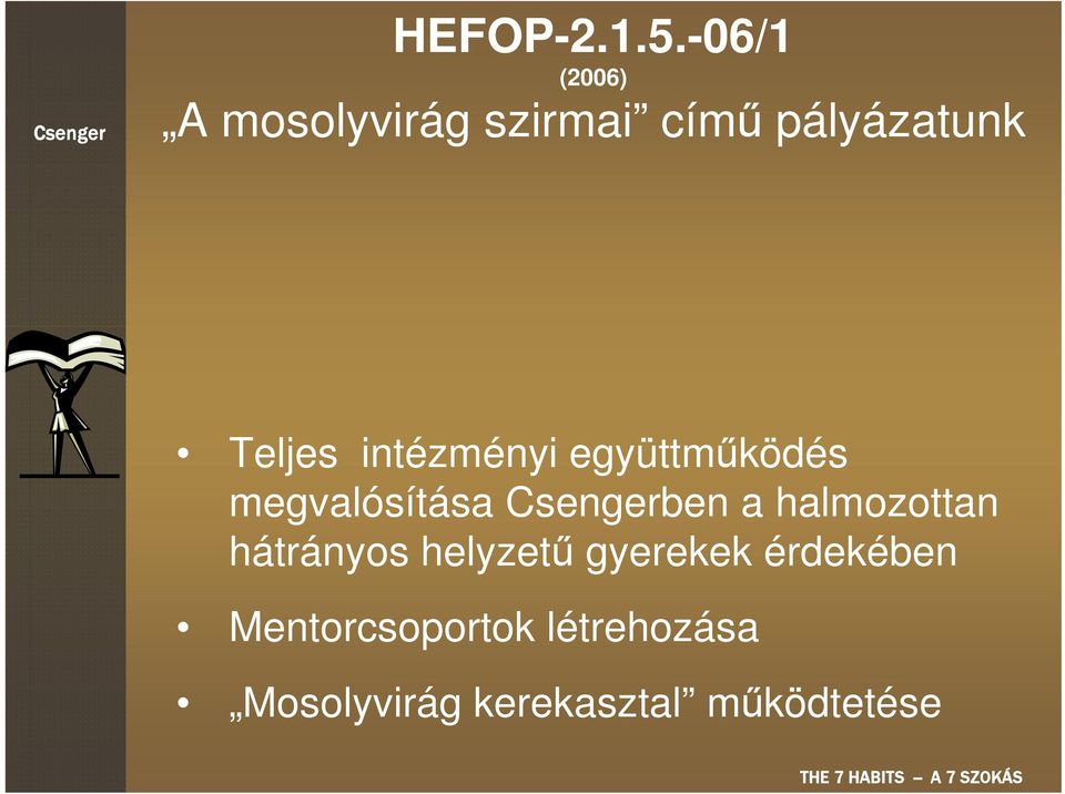 Teljes intézményi együttműködés megvalósítása ben a