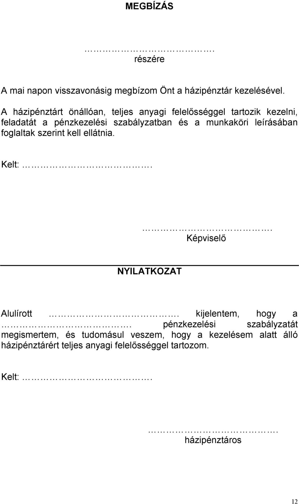 munkaköri leírásában foglaltak szerint kell ellátnia.