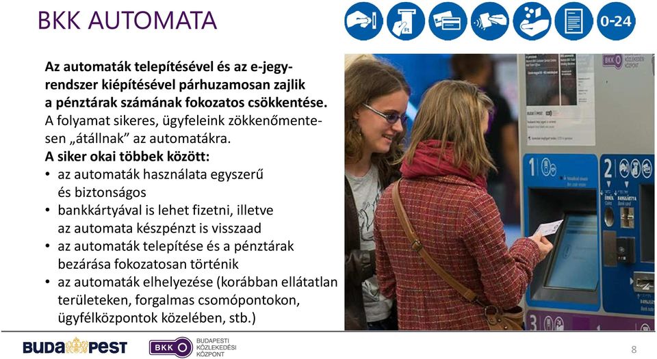 A siker okai többek között: az automaták használata egyszerű és biztonságos bankkártyával is lehet fizetni, illetve az automata készpénzt is