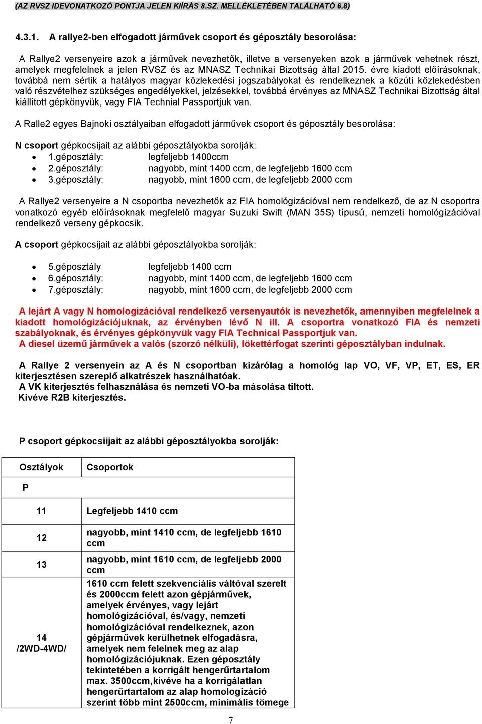 RVSZ és az MNASZ Technikai Bizottság által 2015.