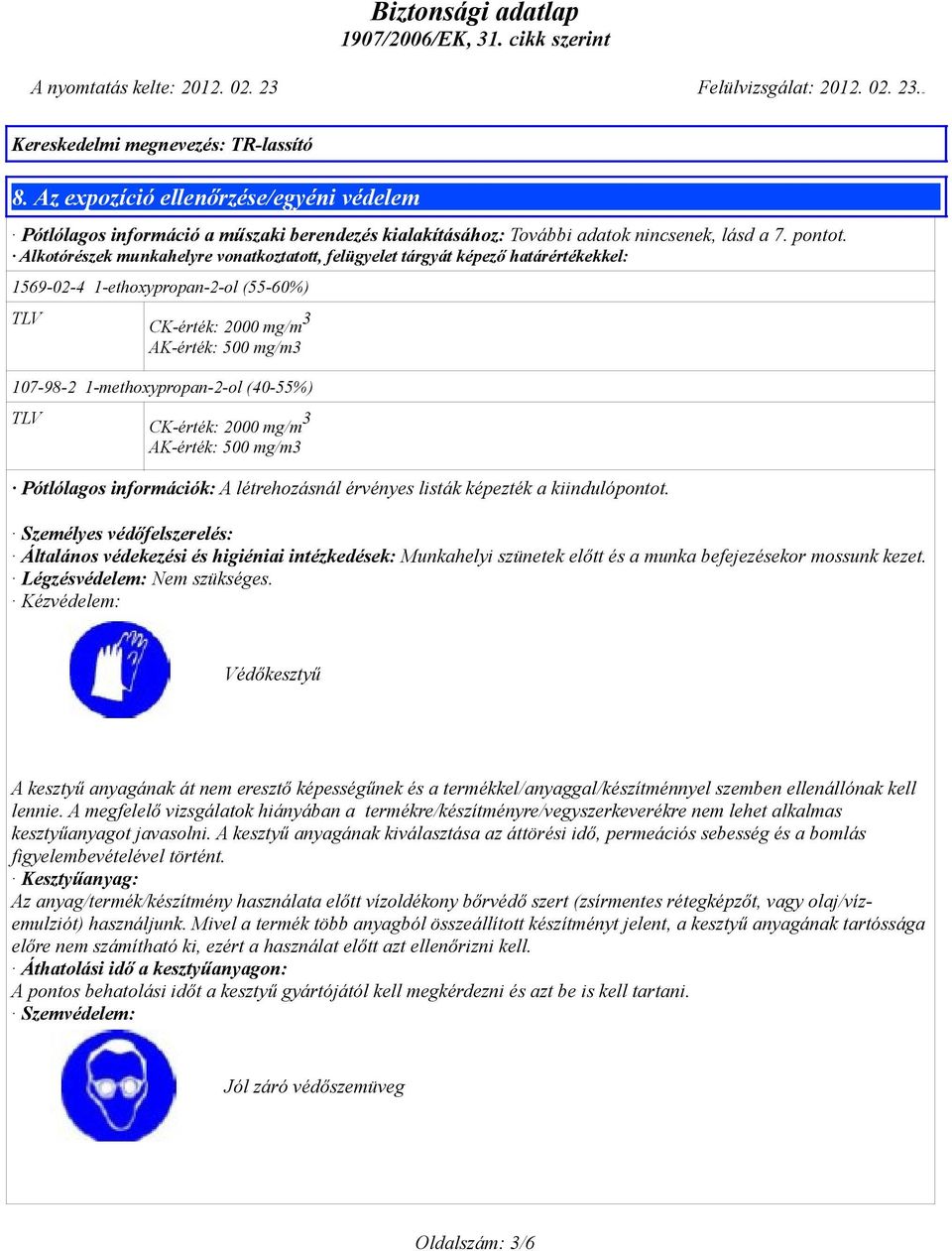 Biztonsági adatlap 1907/2006/EK, 31. cikk szerint - PDF Ingyenes letöltés