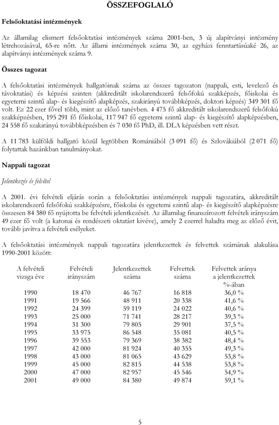 Összes tagozat A felsőoktatási intézmények hallgatóinak száma az összes tagozaton (nappali, esti, levelező és távoktatási) és képzési szinten (akkreditált iskolarendszerű felsőfokú szakképzés,