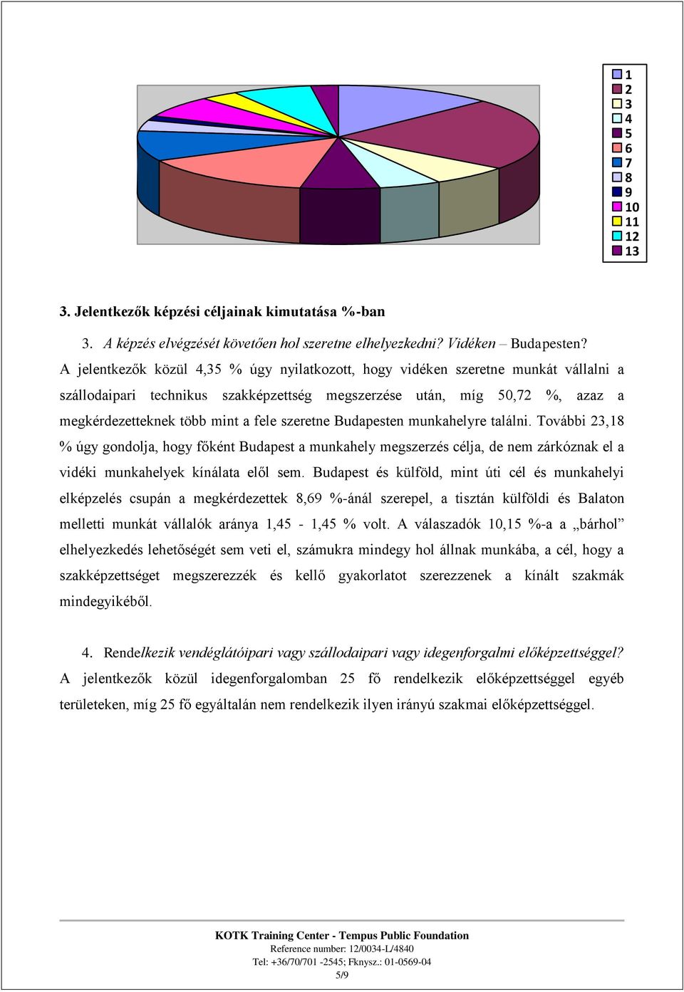 szeretne Budapesten munkahelyre találni. További 23,18 % úgy gondolja, hogy főként Budapest a munkahely megszerzés célja, de nem zárkóznak el a vidéki munkahelyek kínálata elől sem.