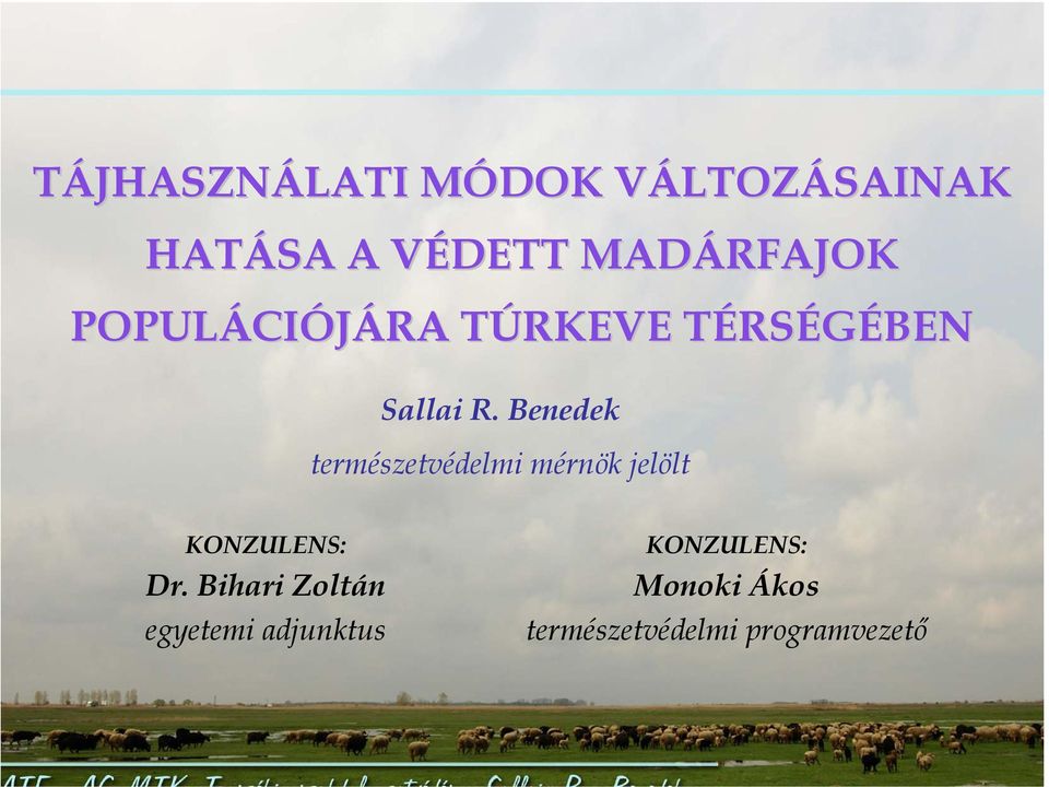 Benedek természetvédelmi mérnök jelölt KONZULENS: Dr.