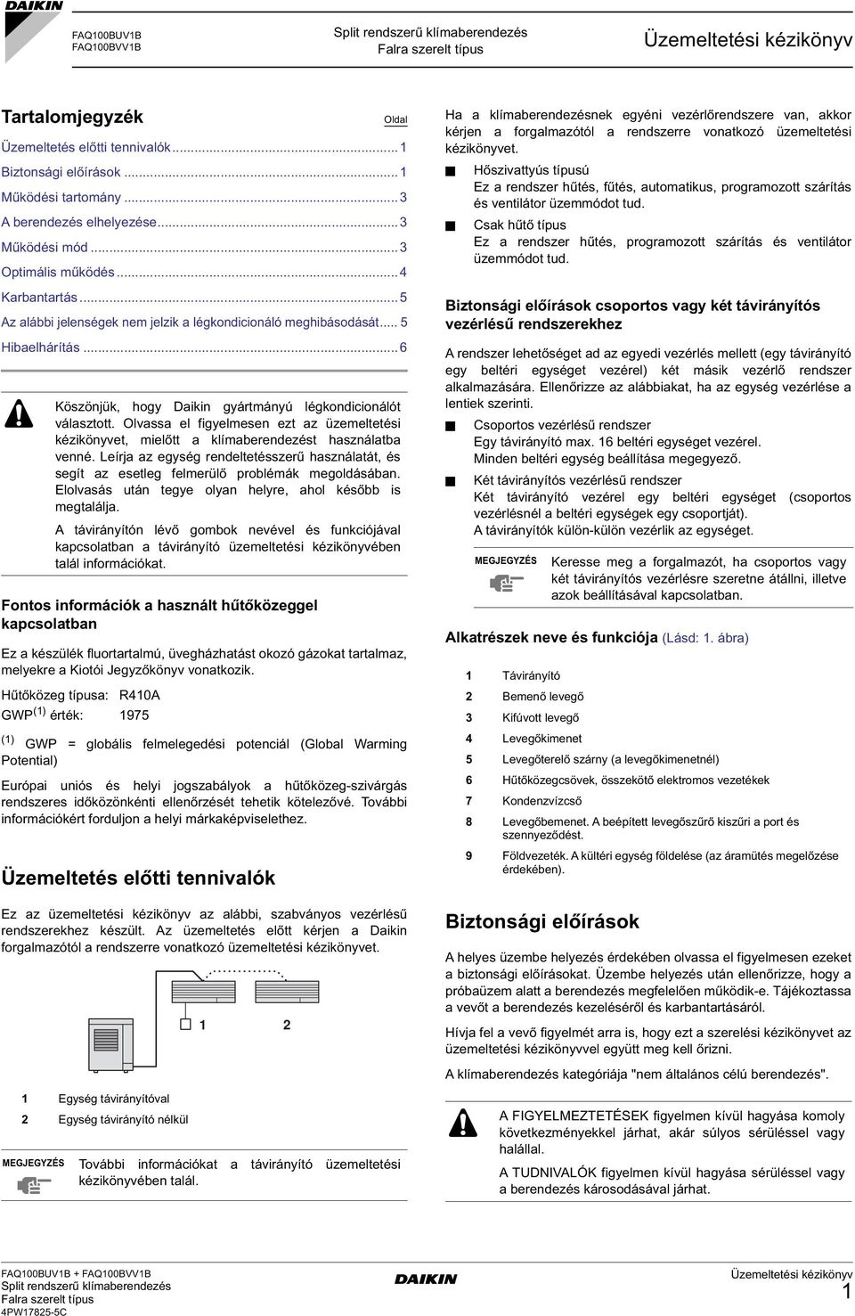 Olvassa el figyelmesen ezt az üzemeltetési kézikönyvet, mielőtt a klímaberendezést használatba venné.